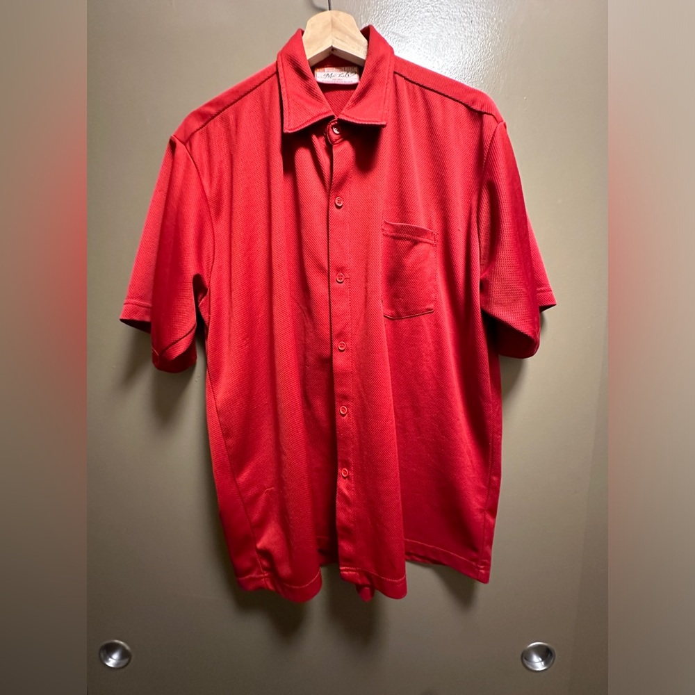 Mac Tools red short sleeve button down shirt